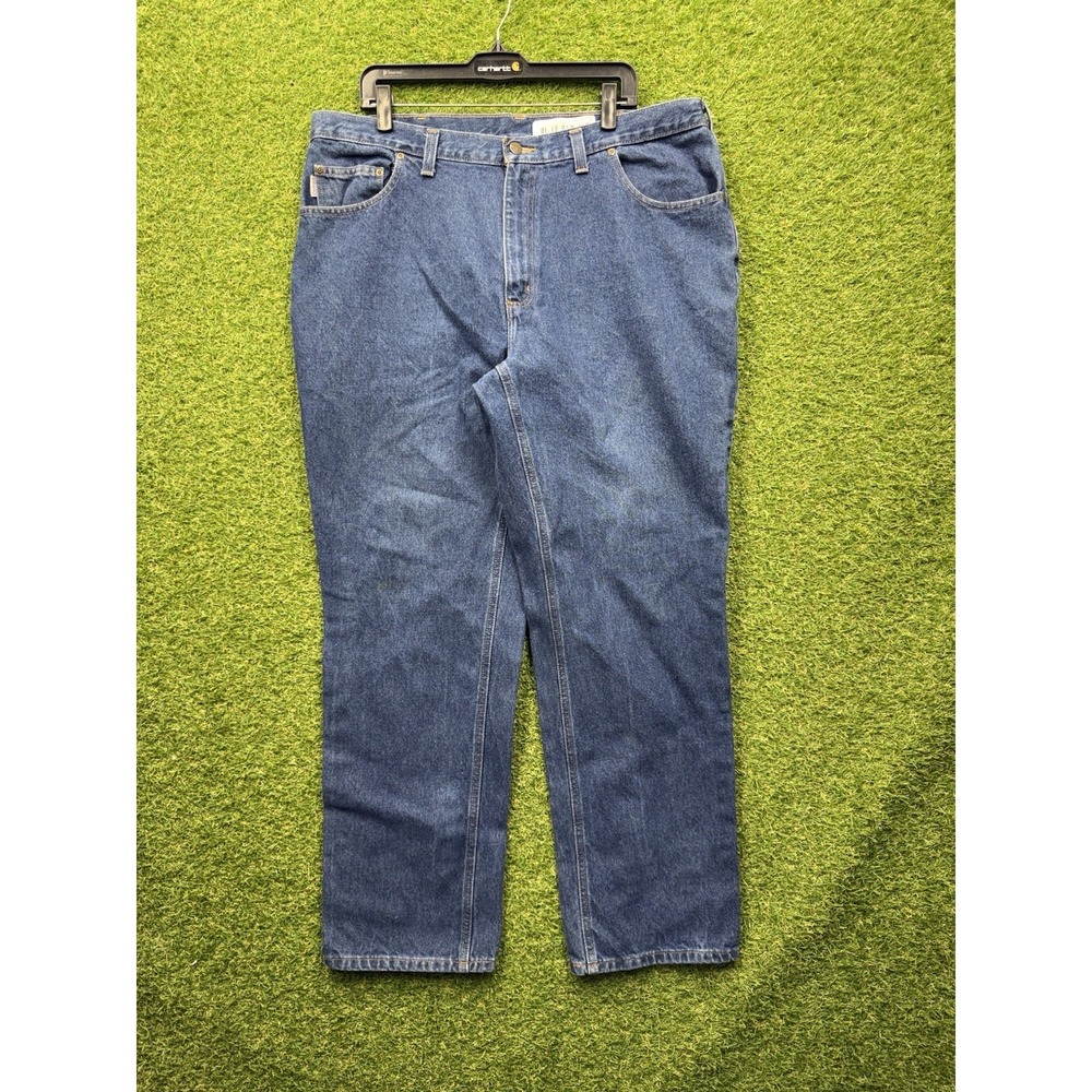 Carhartt Jans Mens 40x32 Relaxed Fit Straight Leg Denim Blue Workwear 381-83